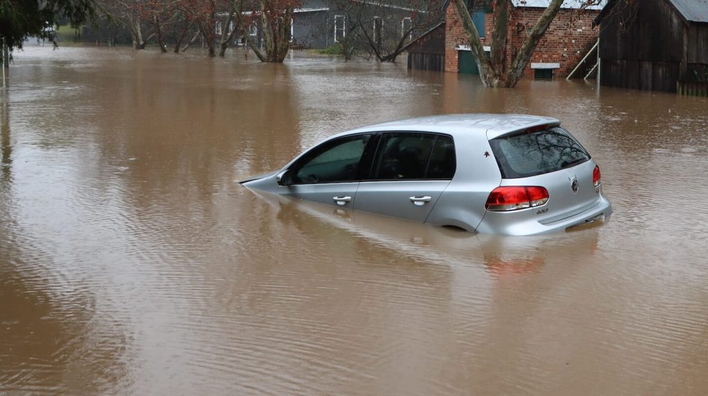 Volkswagen Golf in flood