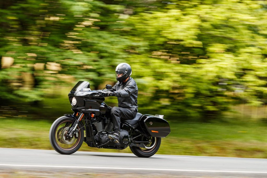 Side angled fly by shot of the Harley-Davidson Low Rider ST