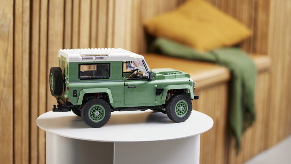 Lego Classic Land Rover Defender 90 on stand side view