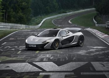 McLaren P1 front three quarter view on track