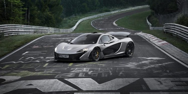 McLaren P1 front three quarter view on track