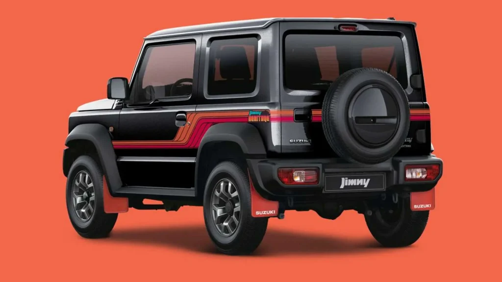 Suzuki Jimny Heritage edition rear three quarter view black