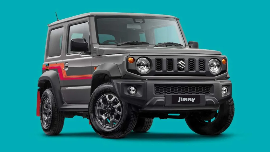 Suzuki Jimny Heritage edition front three quarter view grey