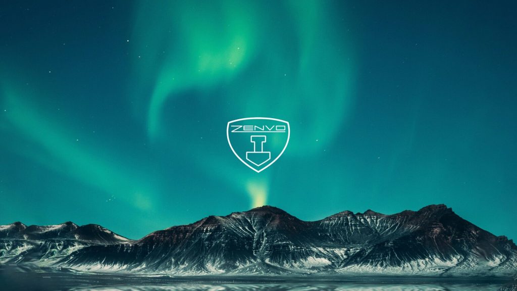 Zenvo logo and aurora borealis