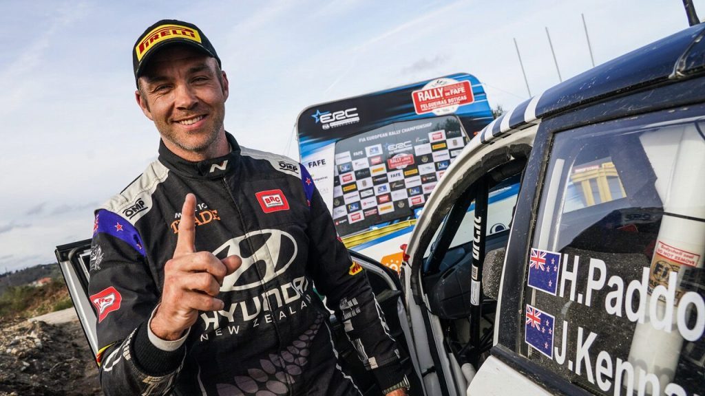 Hayden Paddon celebrating Rally Fafe win 2023