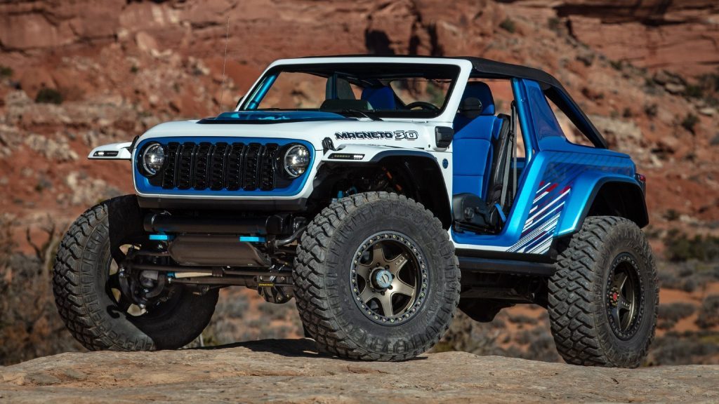 Jeep Wrangler Magneto 3.0 concept front three quarter view