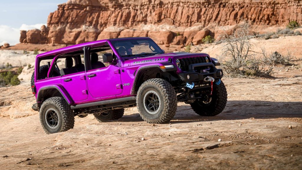 Jeep Wrangler pink concept front three quarter view
