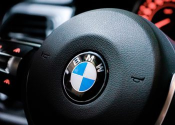 BMW steering wheel close up