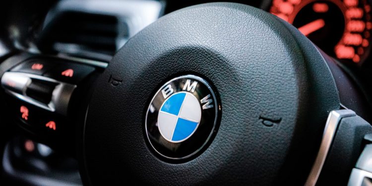 BMW steering wheel close up