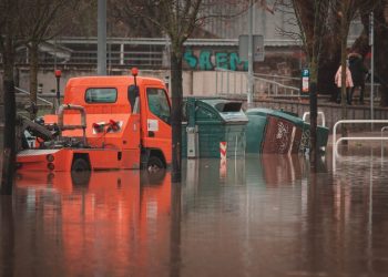 Tow truck in flood water