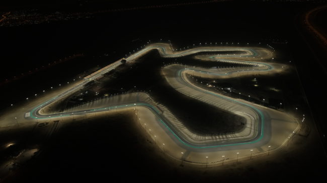 Losail Grand Prix race track in Qatar at night