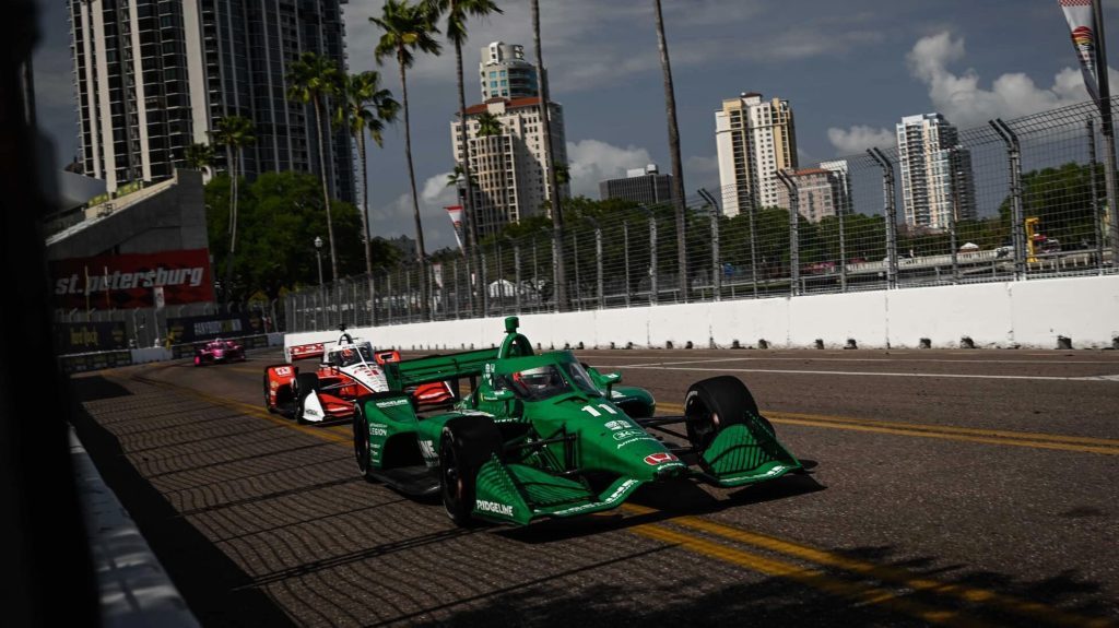 Marcus Armstrong racing at IndyCar St Petersburg 2023