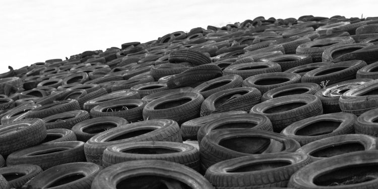 Stack of old tyres