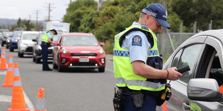 New Zealand Police conducting road side testing