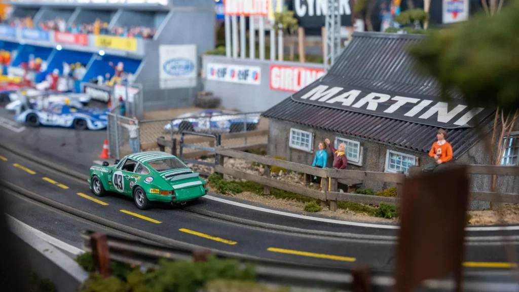 Porsche 917 slot car raceway Martini barn