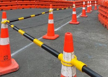 Road cones along Auckland street