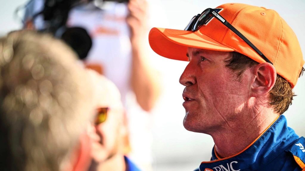 Scott Dixon talking to media at IndyCar St. Petersburg 2023