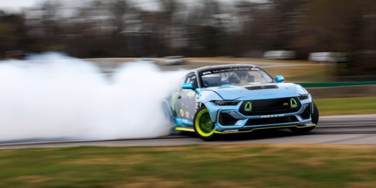 Vaughn Gittin Jr.'s 2024 Ford Mustang RTR Formula Drift car drifting