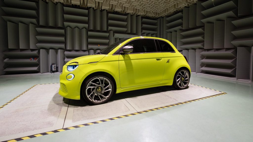 Abarth 500e in anechoic chamber