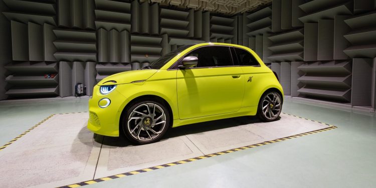 Abarth 500e in anechoic chamber