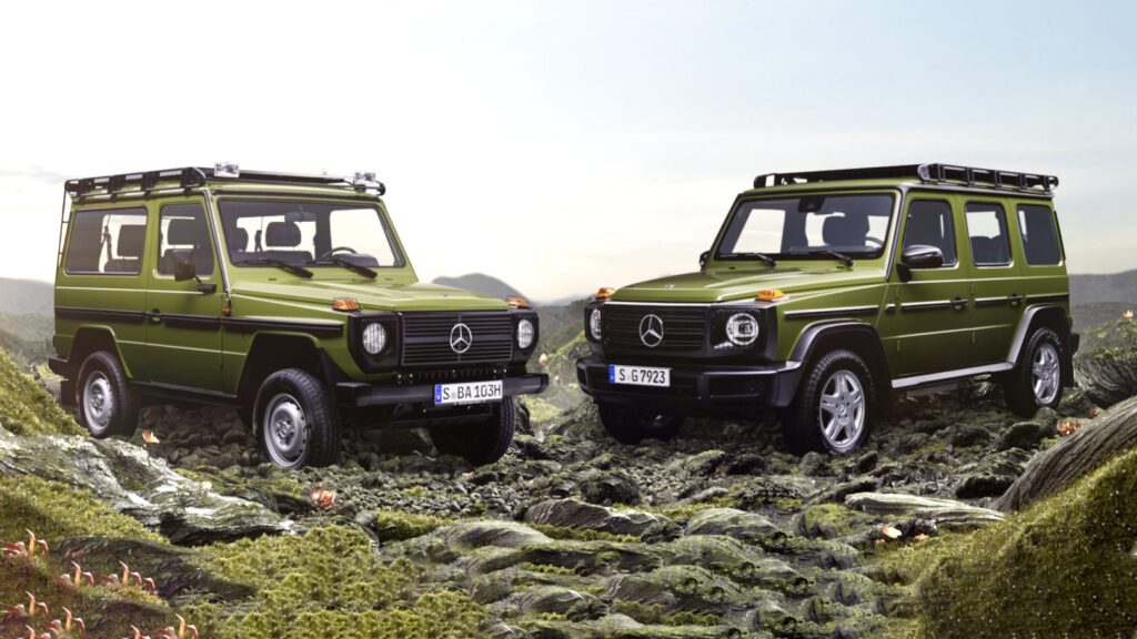 1986 Mercedes-Benz 280 GE and retro G-Wagon 500,000th anniversary
