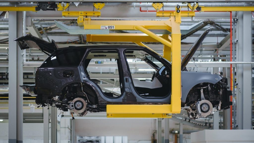 Range Rover being manufactured in factory