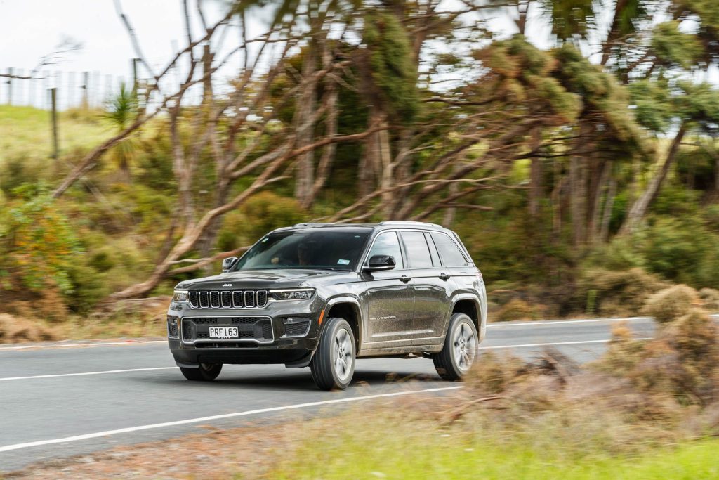 Action shot of Grand Cherokee cornering