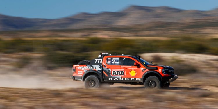 Ford Ranger Raptor racing off-road in Baja 1000