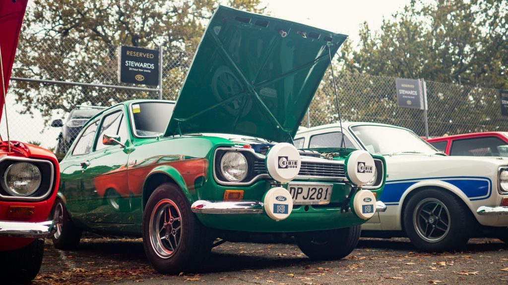 Ford Escort Mk. 1 with bonnet open at Ellerslie Car Show