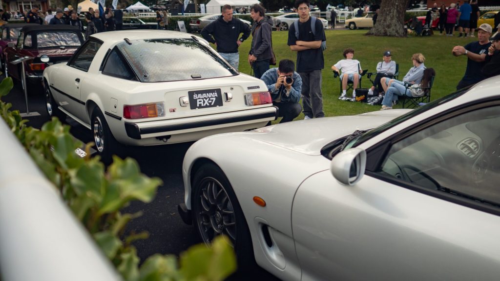 Mazda RX7 (SA and FD) on display at Ellerslie Car Show