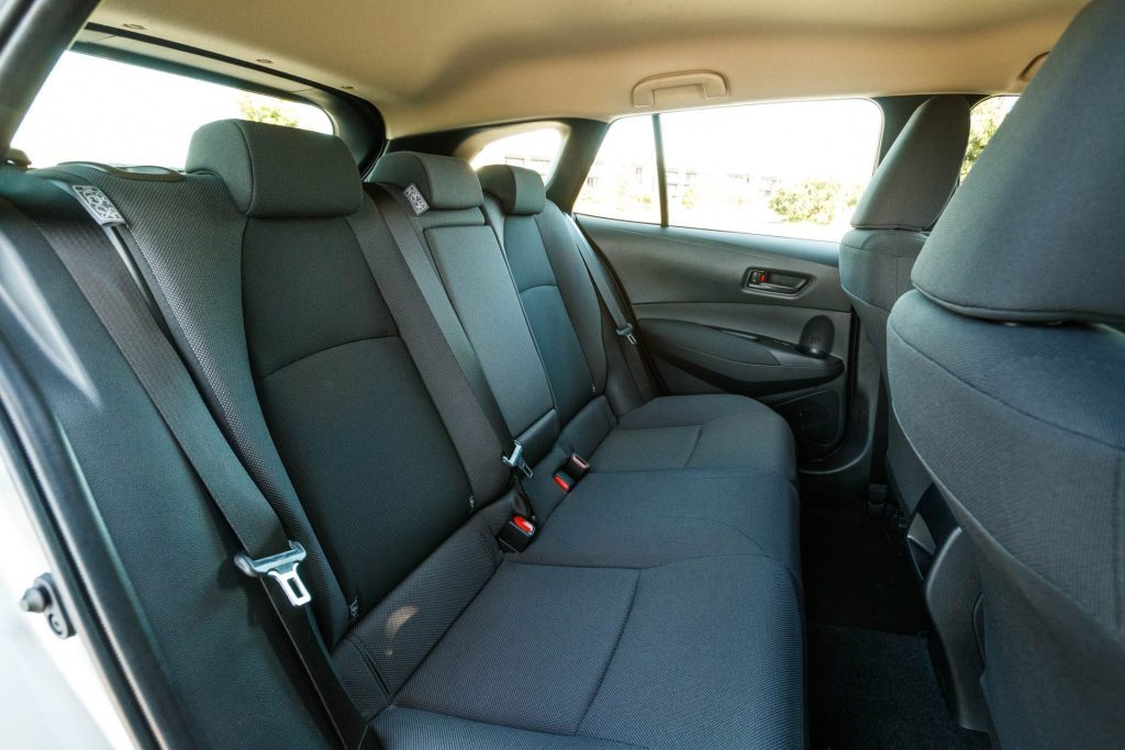 Rear seats of the Toyota Corolla GX Hybrid
