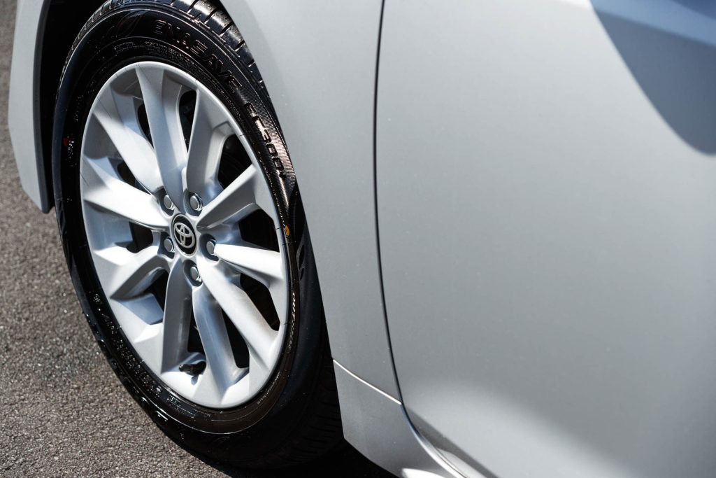 Close up wheel shot of the new Corolla Wagon