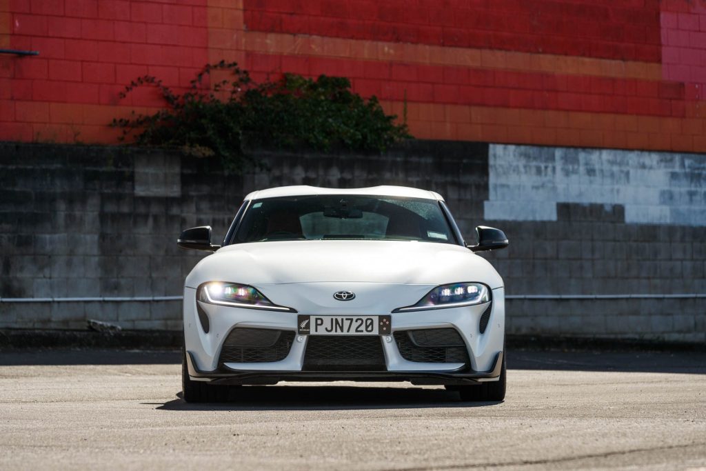 Front end of the white GR Supra