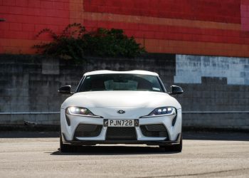 Front end of the white GR Supra