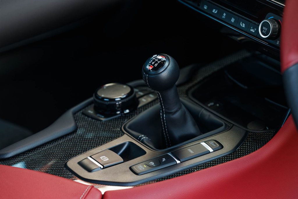 The six speed shifter of the manual GR Supra