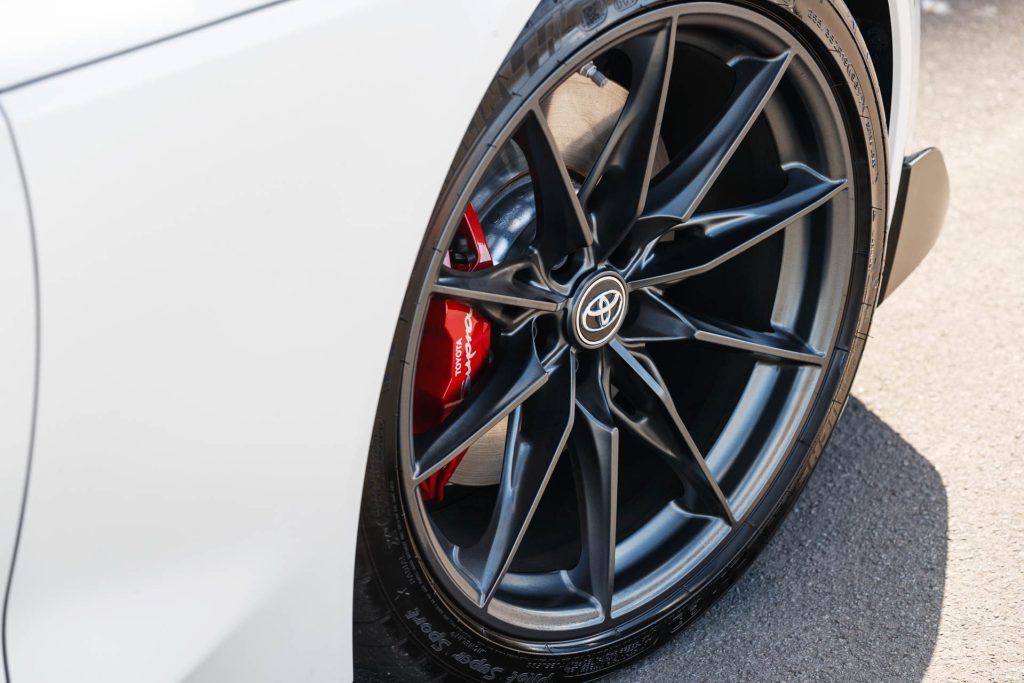 Close up of the Toyota GR Supra's new lightweight wheels