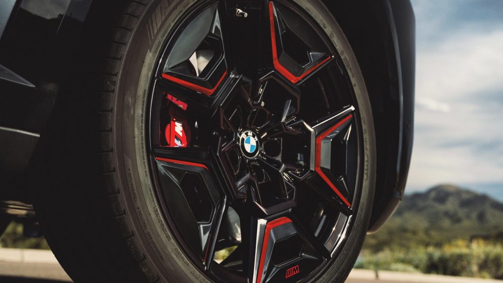 BMW XM Label Red wheel close up view