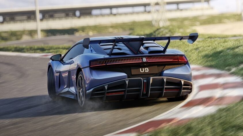 Yangwang U9 render driving on track