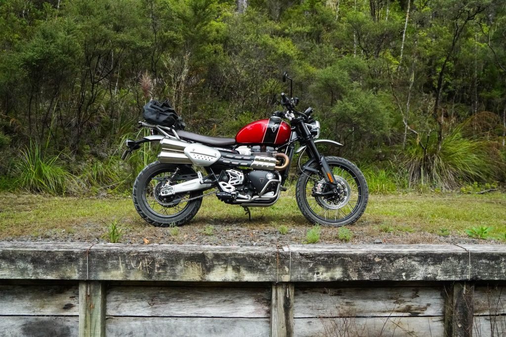 Triumph Scrambler 1200 XC parked up high