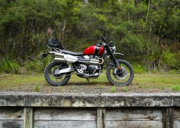 Triumph Scrambler 1200 XC parked up high