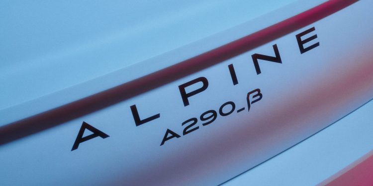 Alpine A290 Beta badge close up view