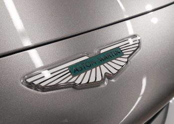 Aston Martin logo close up view