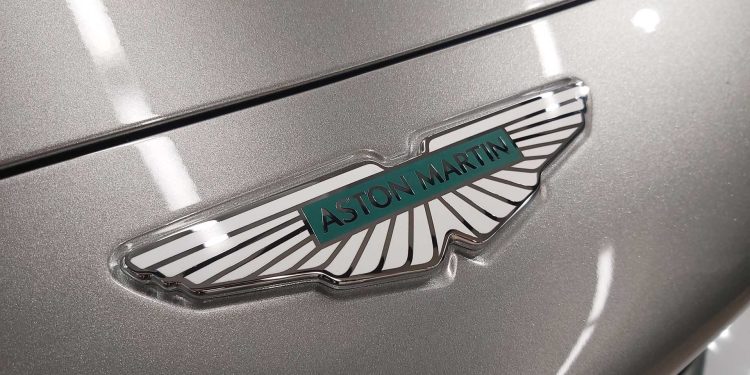 Aston Martin logo close up view