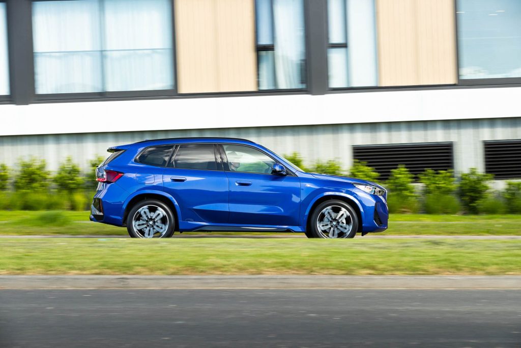 Side action shot of 2022 BMW X1