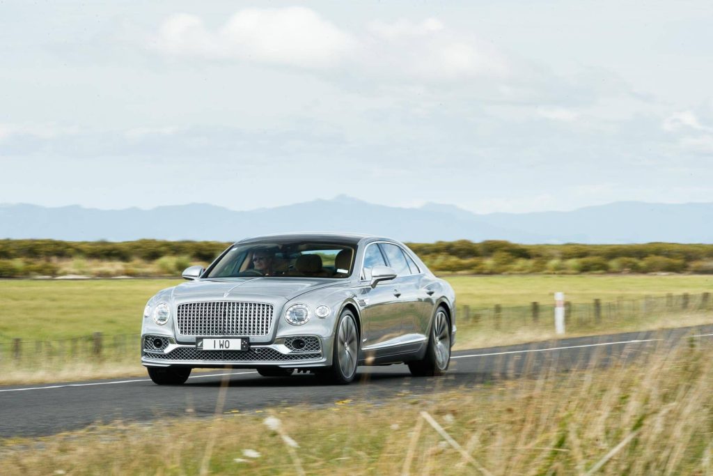 Drive-by shot of the Bentley Flying Spur Hybrid