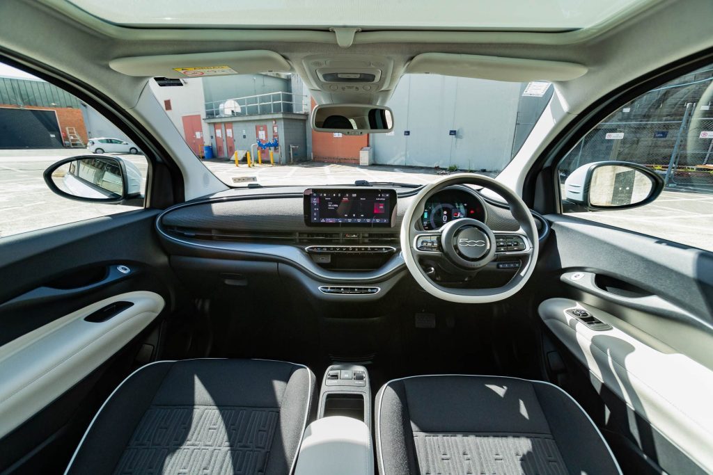 Interior space of the Fiat 500e