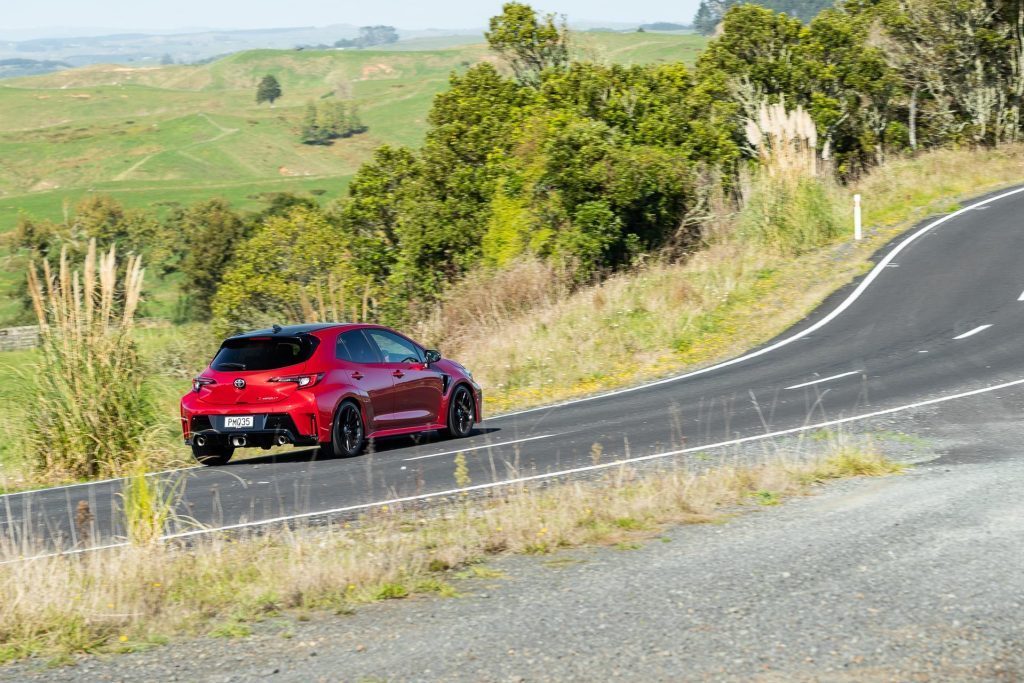 Taking a corner in the Corolla