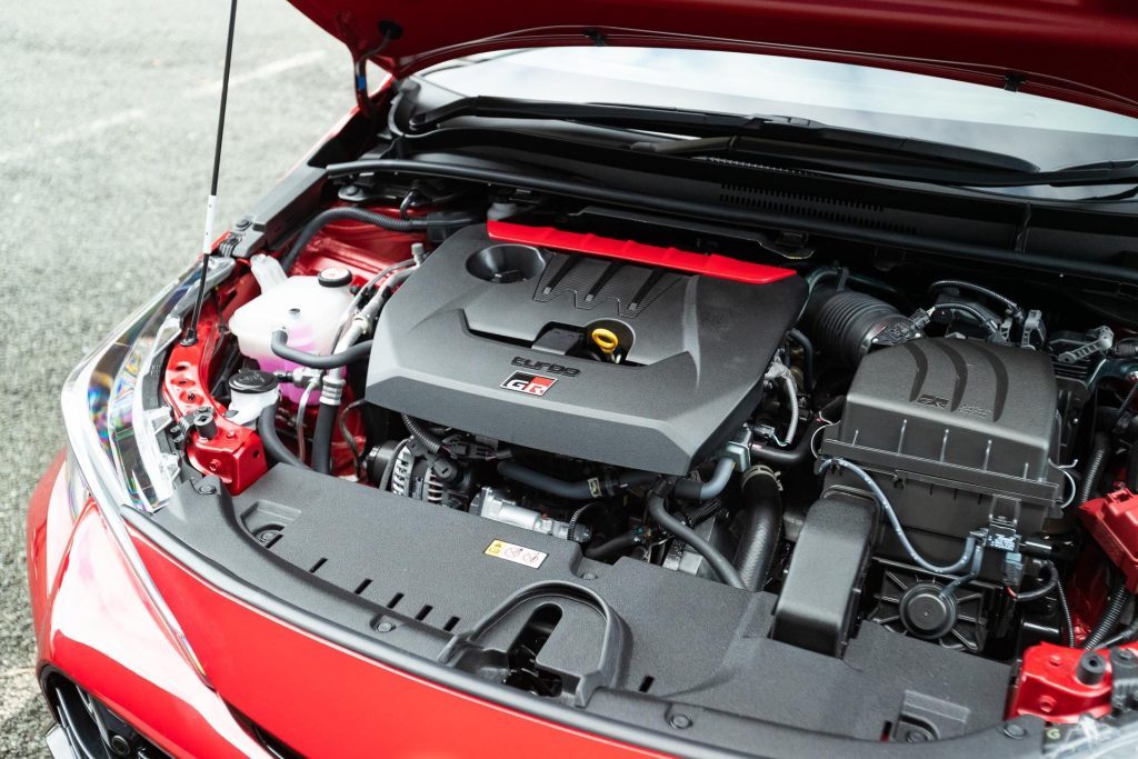 Engine bay of the 2022 Toyota GR Corolla