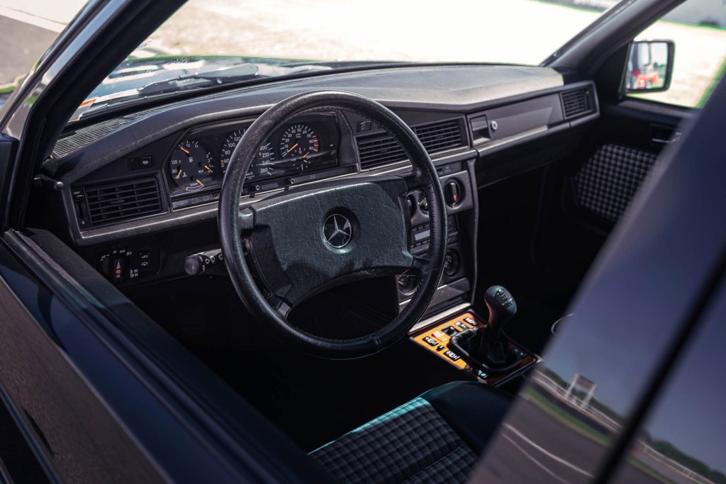 190e Evo II interior, with four spoke steering wheel