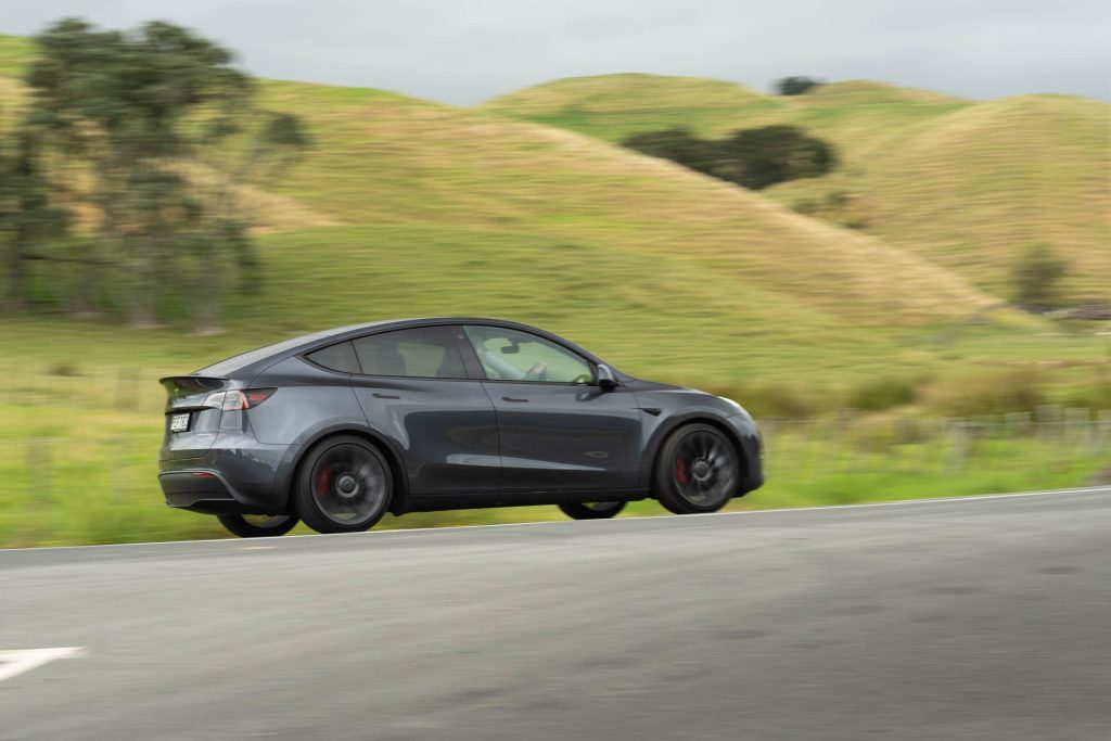 Tesla Model Y speeds away